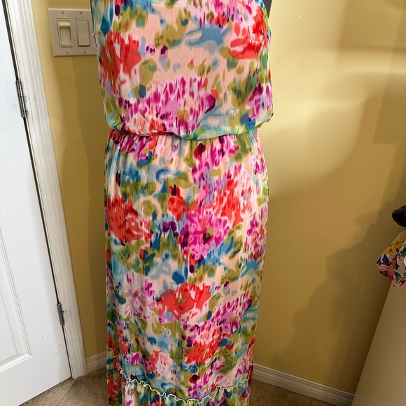 Emma and Michele beautiful Floral Multicolor Maxi Dress fully lined size 10 - Picture 3 of 9